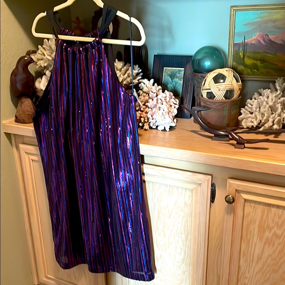 TrinaTurk Sparkling Sequin Halter Dress XL